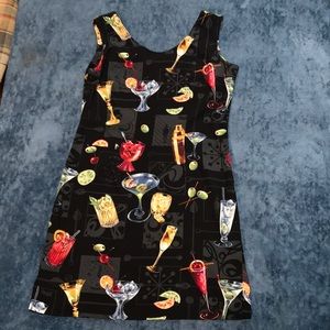 Paradise Found Black Cocktail Margarita Sleeveless Mini Dress Short Size Medium